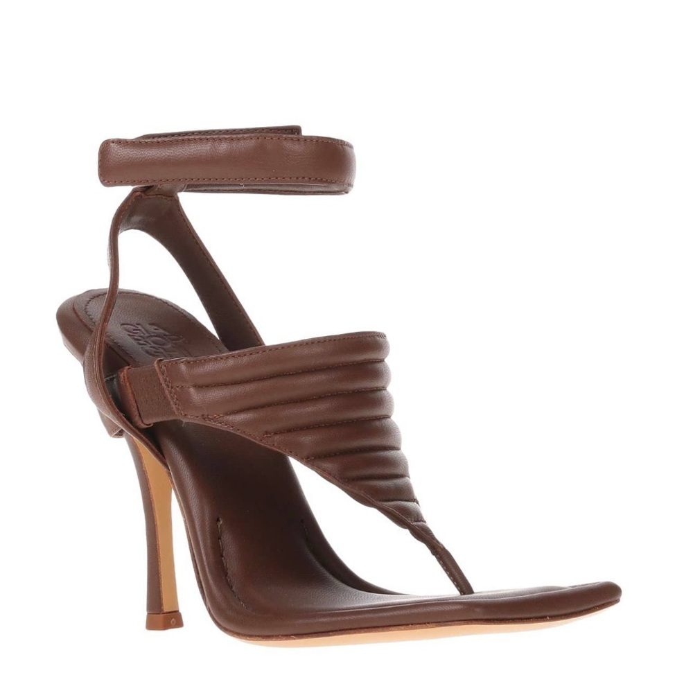 NWT Gia Borghini Women Coffee Brown Gia 8 Puffer Leather Sandals Heels 37 - Picture 5 of 15